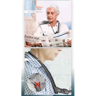 Reading magnifier, 3 V 1 neck suspension, led light, stand