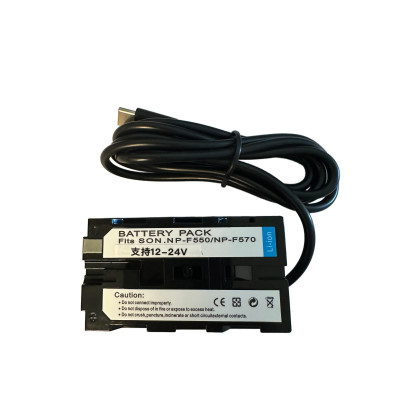 Dummy NP-F550 standard battery with USB-C connector for long-lasting power for lights, monitors