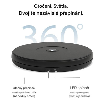 Otočný motorizovaný stojan 250 cm na produktovú fotografiu s LED svetlom, NDL LED 250 mm