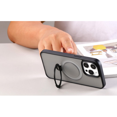 Magnetic protective phone case with holder Joyroom JR-BP004 for iPhone 15 Pro (black)