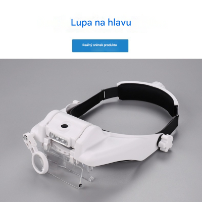 Náhlavní lupa s LED osvětlením, zvětšení 1,5x až 11,5x ( nastavitelné )