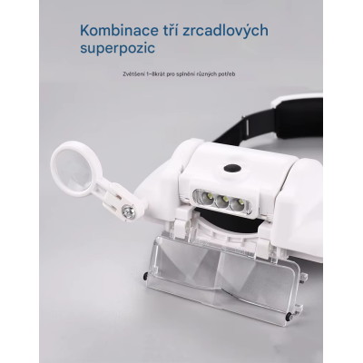 Lupa s osvetlením LED, zväčšenie 1,5x až 11,5x ( nastaviteľné )