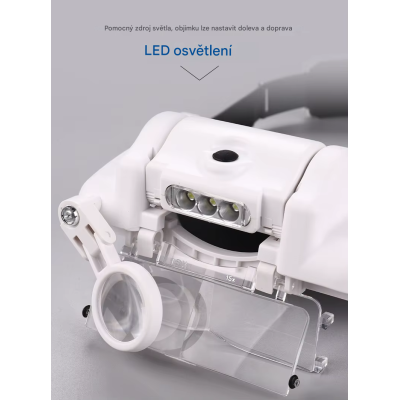 Magnifier with LED illumination, magnification 1.5x to 11.5x ( adjustable )