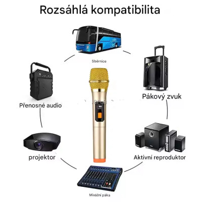 Sada dvouch kusů bezdrátových mikrofonů LT-125, přijímač s Jackem 6,15 a 3,5 mm