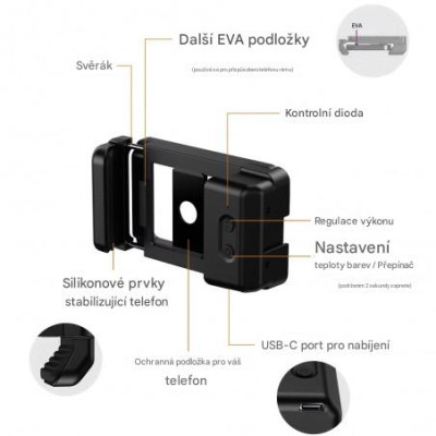 Apexel APL-HB100FL23 100mm macro lens for phone with LED light