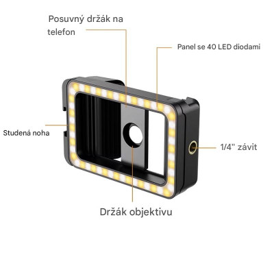 Apexel APL-HB100FL23 100mm makroobjektív pre telefón s LED svetlom