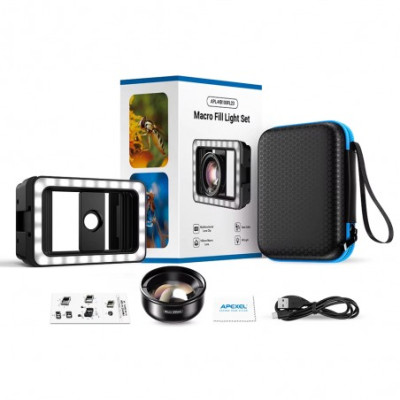 Apexel APL-HB100FL23 100mm makroobjektiv pro telefon s LED světlem
