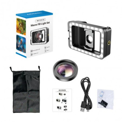 APEXEL APL-FL23M15 15× macro lens for mobile phones with LED illumination