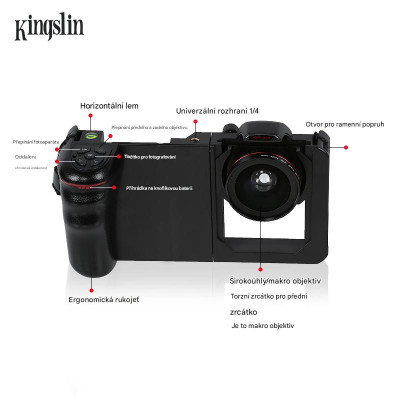Video Rig, univerzální držák na mobilní telefon, klec, kukojeť, dálkové ovládání