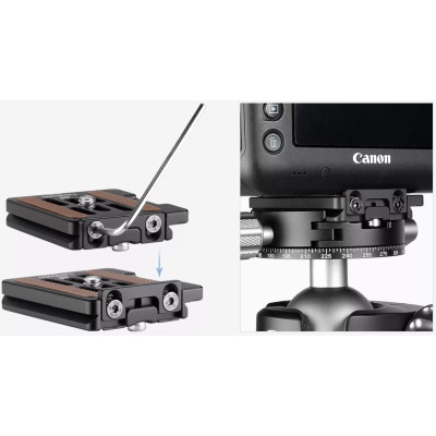 Universal quick release plate Leofoto NP-50, Arca-swiss standard, 50mm long with strap holder