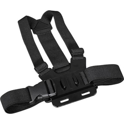 Harness with holder for attaching an outdoor (action) camera or phone to the chest