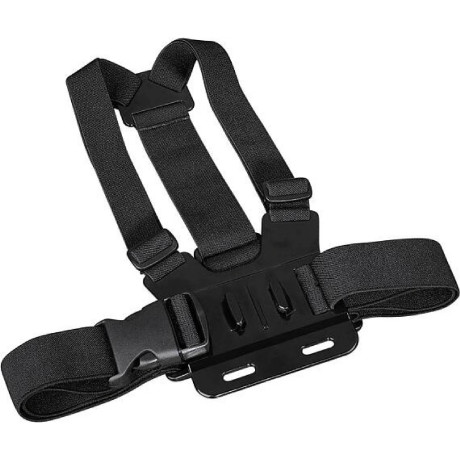 Harness with holder for attaching an outdoor (action) camera or phone to the chest