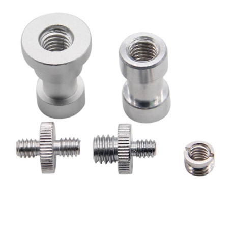 Screw adapters 5 pcs, 5 in 1, 1/4" to 3/8", male to female, for tripod ball head, monopod, light, flash